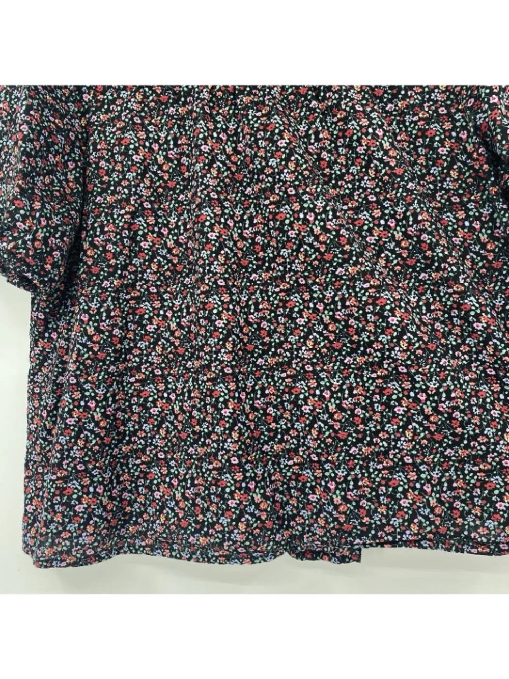 Madewell Size Large Puff-Sleeve Ruffle Top in Fieldwalk Floral Style #AK050